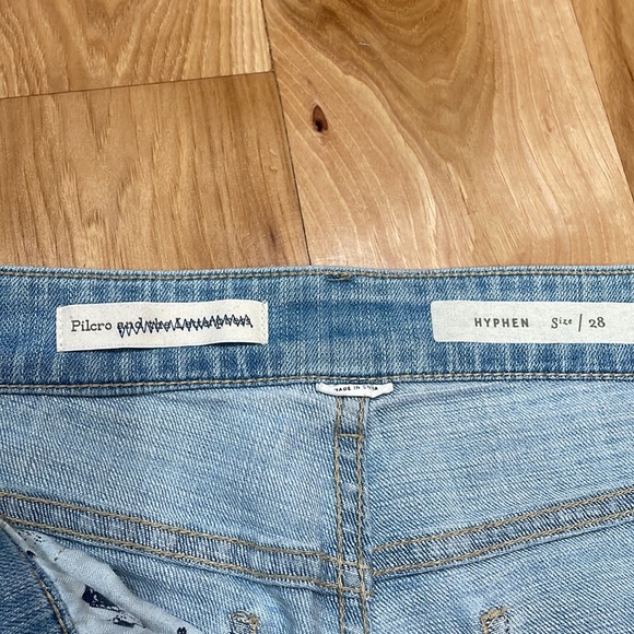 Pilcro and letterpress anthropologie Hyphen jeans Sz 28 raw hem patchwork - Picture 9 of 12